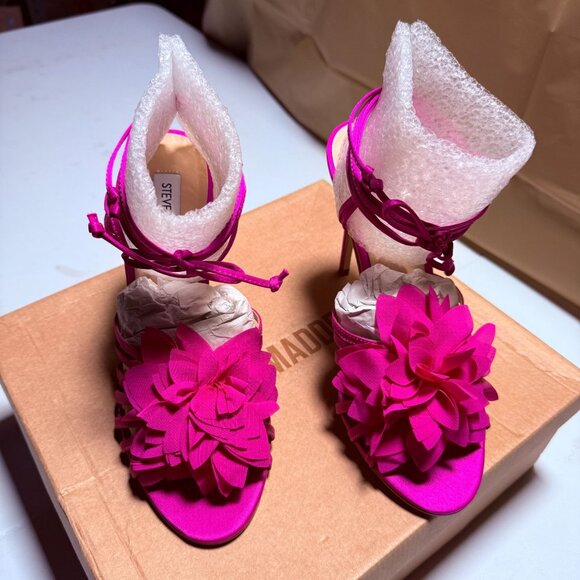 Steve Madden Jolisa Women's Heel Shoes Fuchsia Satin Size 8.5 - Picture 6 of 9